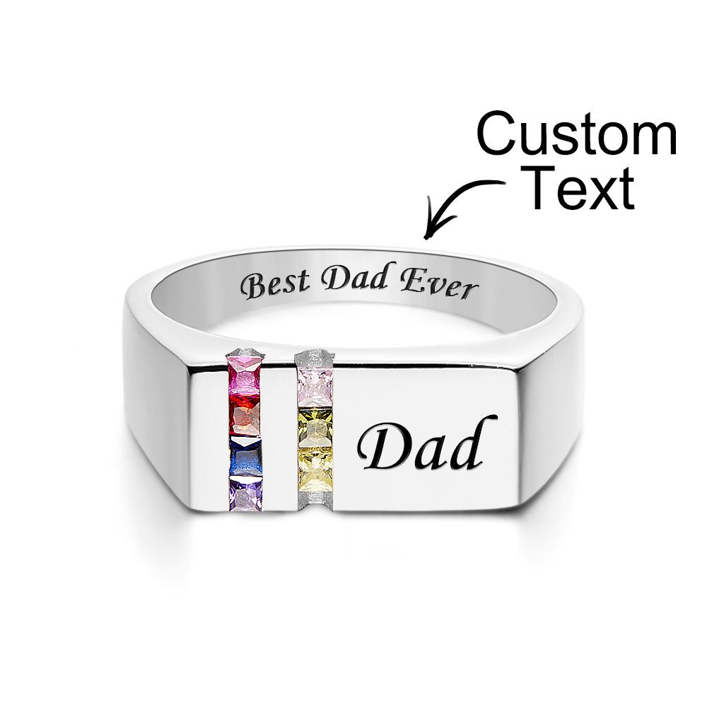 Custom Text Birthstone Ring Personalized Family Ring Gift For Her
