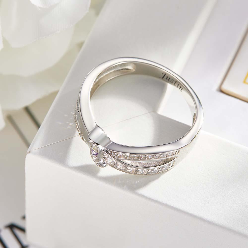 Custom Name and Text Birthstone Ring Personalized Family Ring Gift For Her