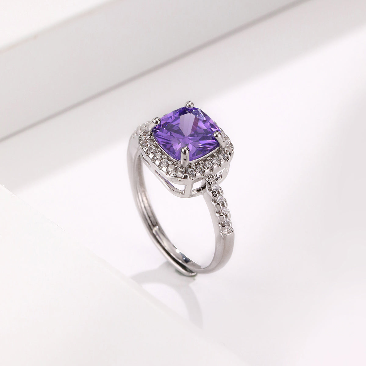 Engagement Ring Adjustable Ring with Flower Gift Box Best Valentine's Day Jewelry Gifts for Her
