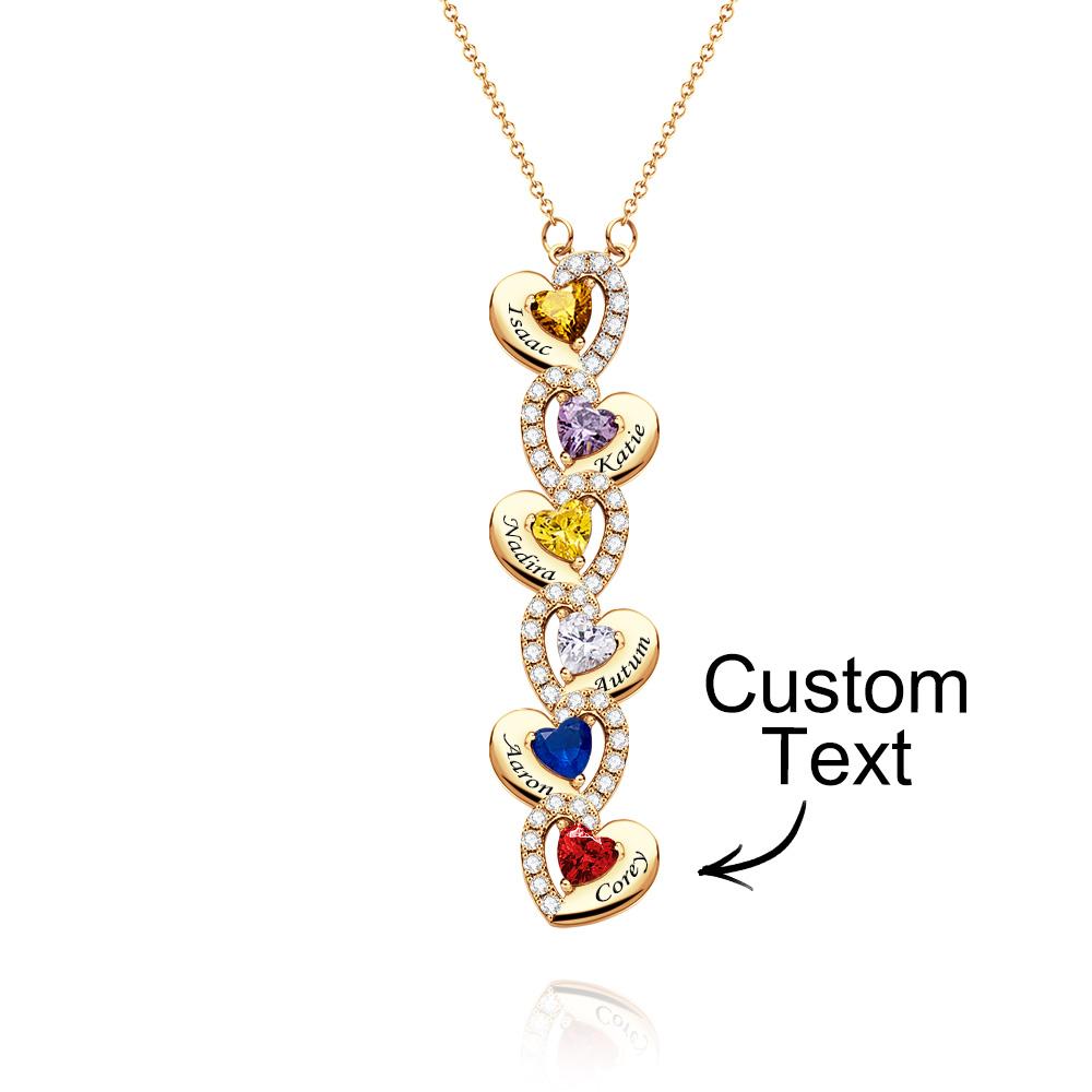 Engravable Birthstone Necklace Charming Heart Zircon Pendant Necklace For Girls