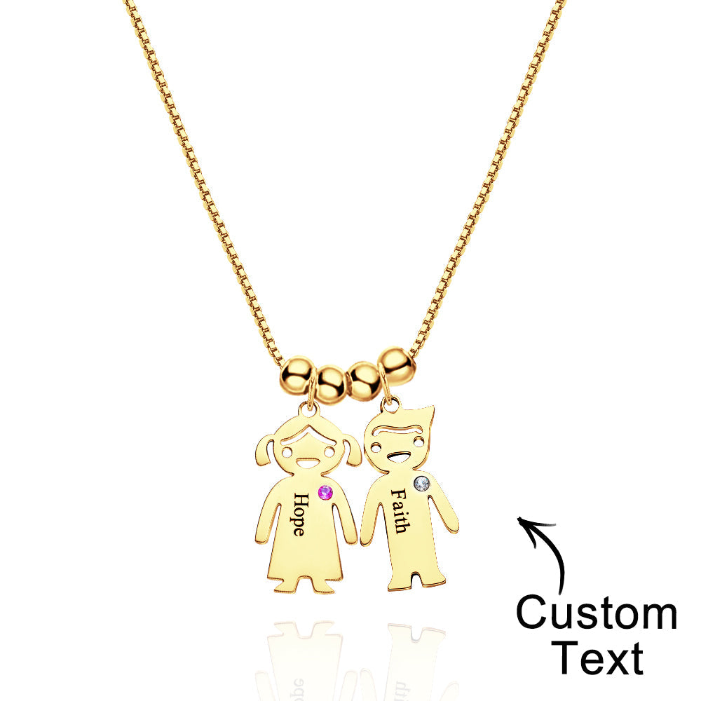 Mother's Necklace with Engravable Birthstone Children's Charms