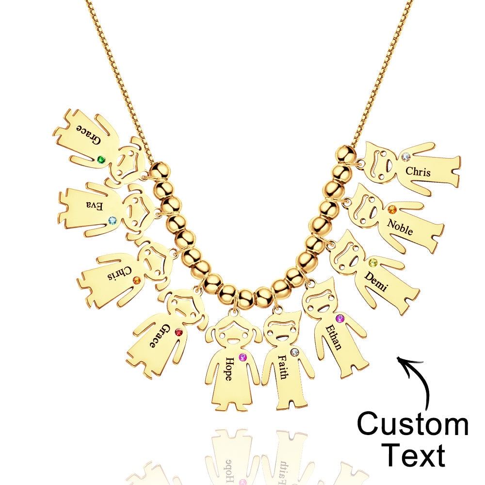 Mother's Necklace with Engravable Birthstone Children's Charms