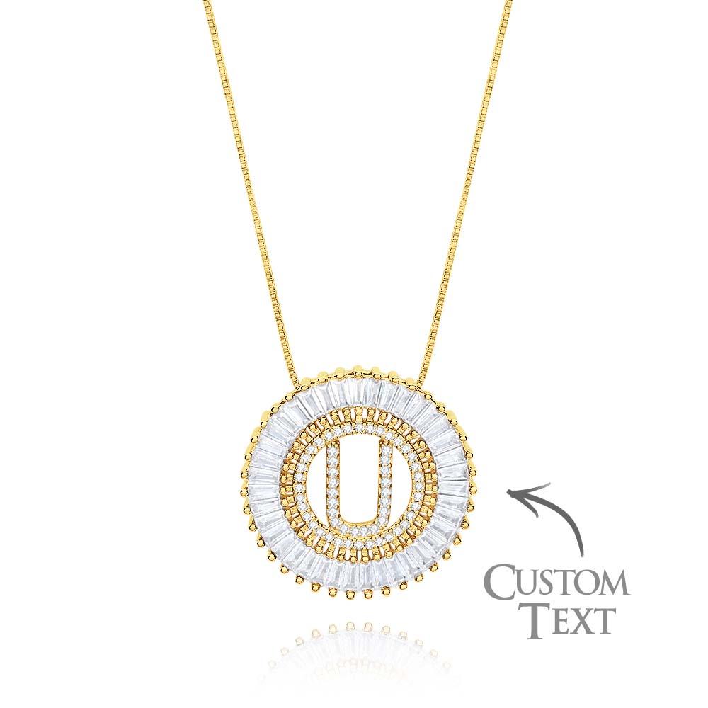 Custom Initial Letter Diamond Necklace Sunburst Hip Hop Necklace For Him