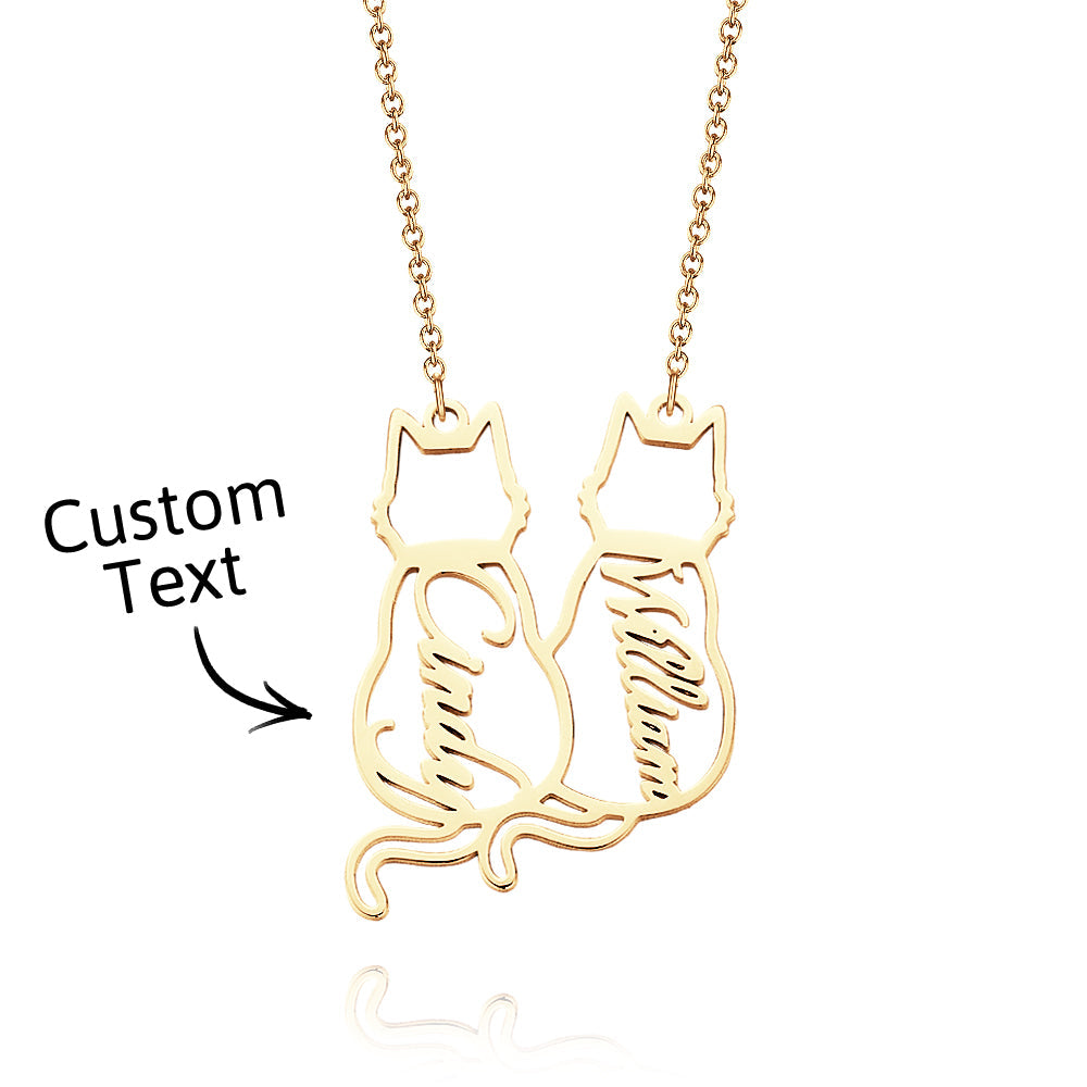 Custom Cat Necklace with Personalized Name Custom Pet Jewelry Cat Jewelry Gifts For Cat Lovers Memorials Gift