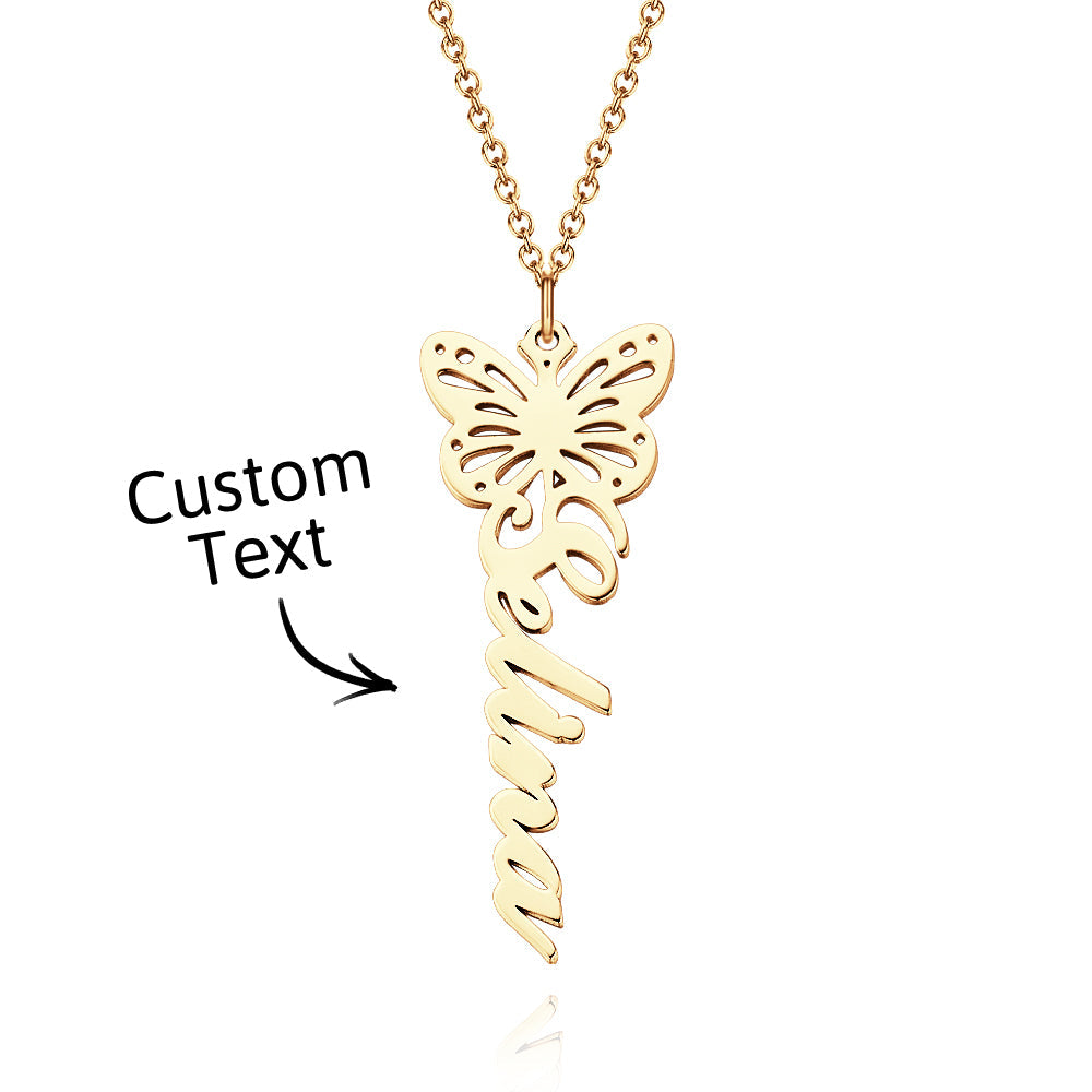Custom Dainty Birth Butterfly Name Necklace Birthday Bridesmaid Gifts for Mom/Wife/Family/Best Friends