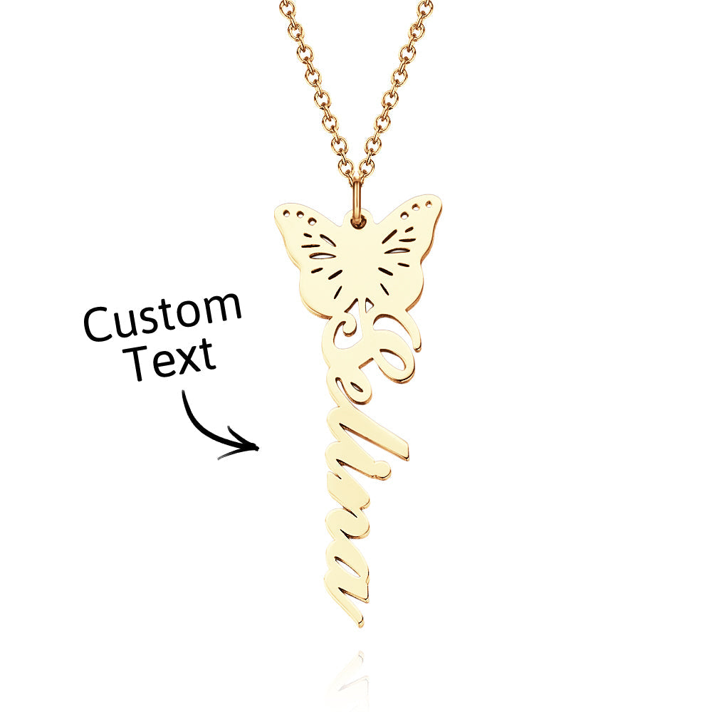 Custom Dainty Birth Butterfly Name Necklace Birthday Bridesmaid Gifts for Mom/Wife/Family/Best Friends