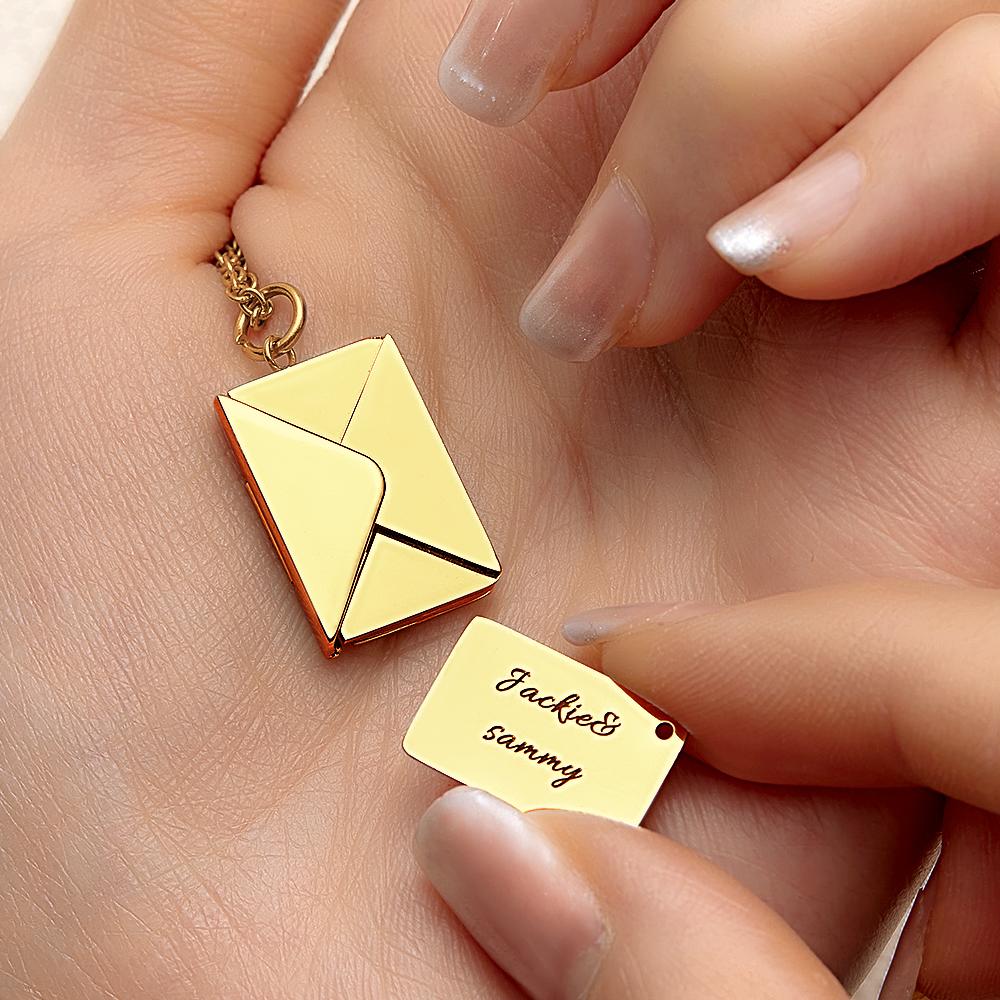 Custom Engraved Necklace Envelope Letter Secret Necklace Message Creative Gifts for Her