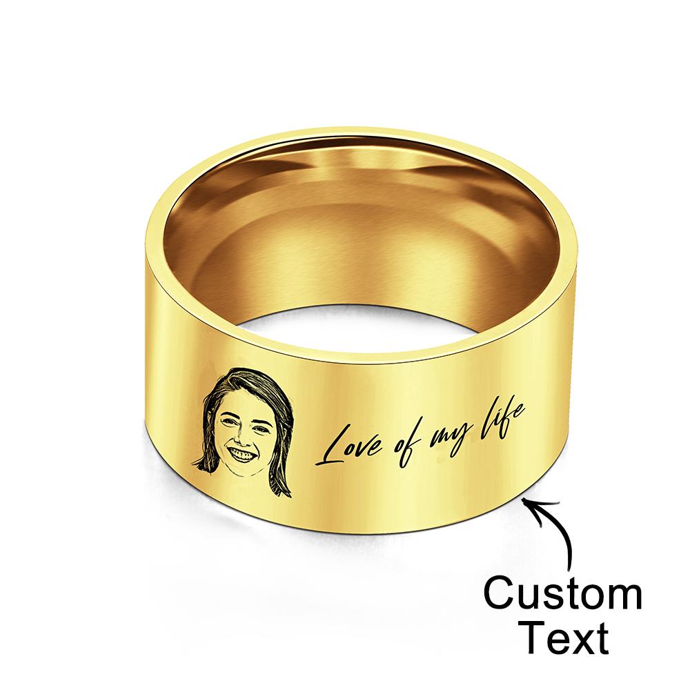 Custom Men's Ring Personalized Photo Ring With Engraved Girlfriend Perfect Gift For Boyfriend On Valentine's Day