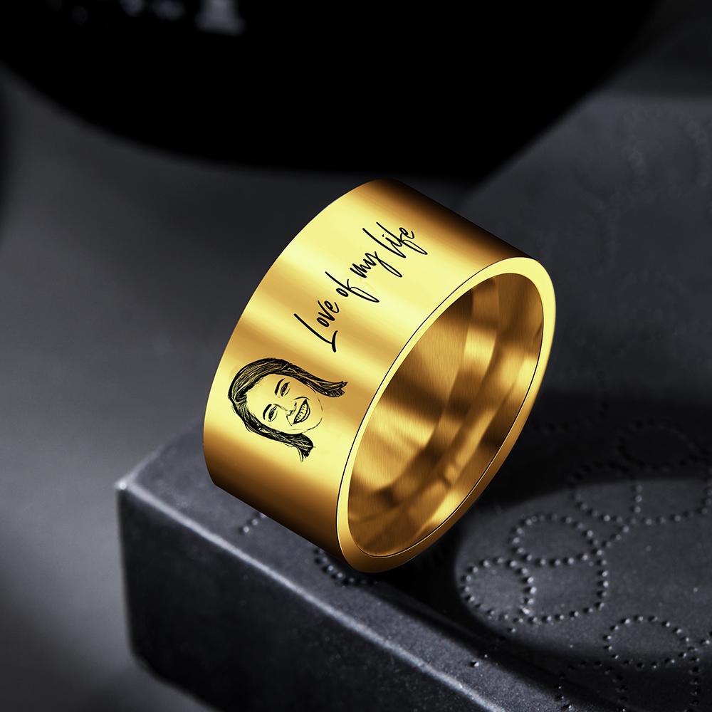 Custom Men's Ring Personalized Photo Ring With Engraved Girlfriend Perfect Gift For Boyfriend On Valentine's Day