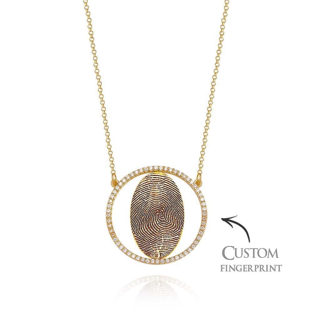 Custom Fingerprint Necklace 18k Gold Plated Personalized Fingerprint Jewelry Memorial Gifts