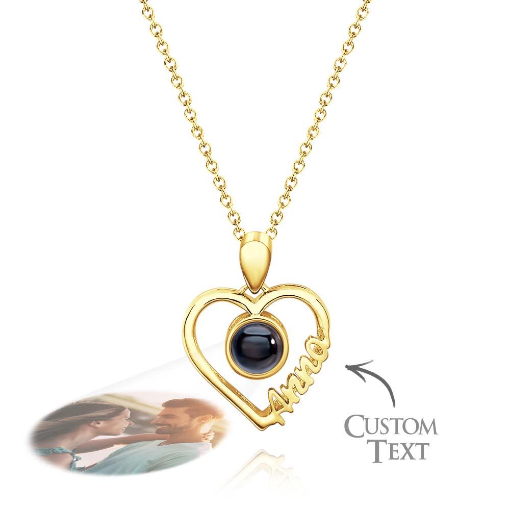 Custom Name Projection Necklace Heart Gift for Her