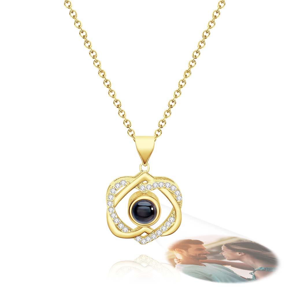 Custom Projection Necklace Double Heart Pendant Gift