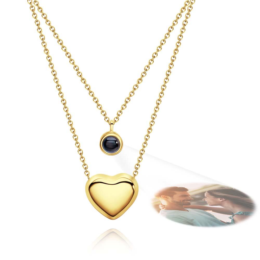 Custom Projection Necklace Double Layer Heart Couple Gift