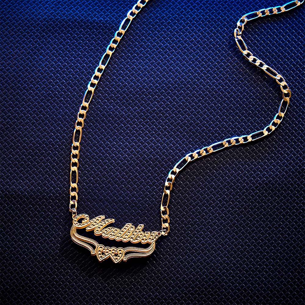 Personalized Hip Hop Name Necklace Double Heart Necklace Fashion Jewelry Gifts for Men