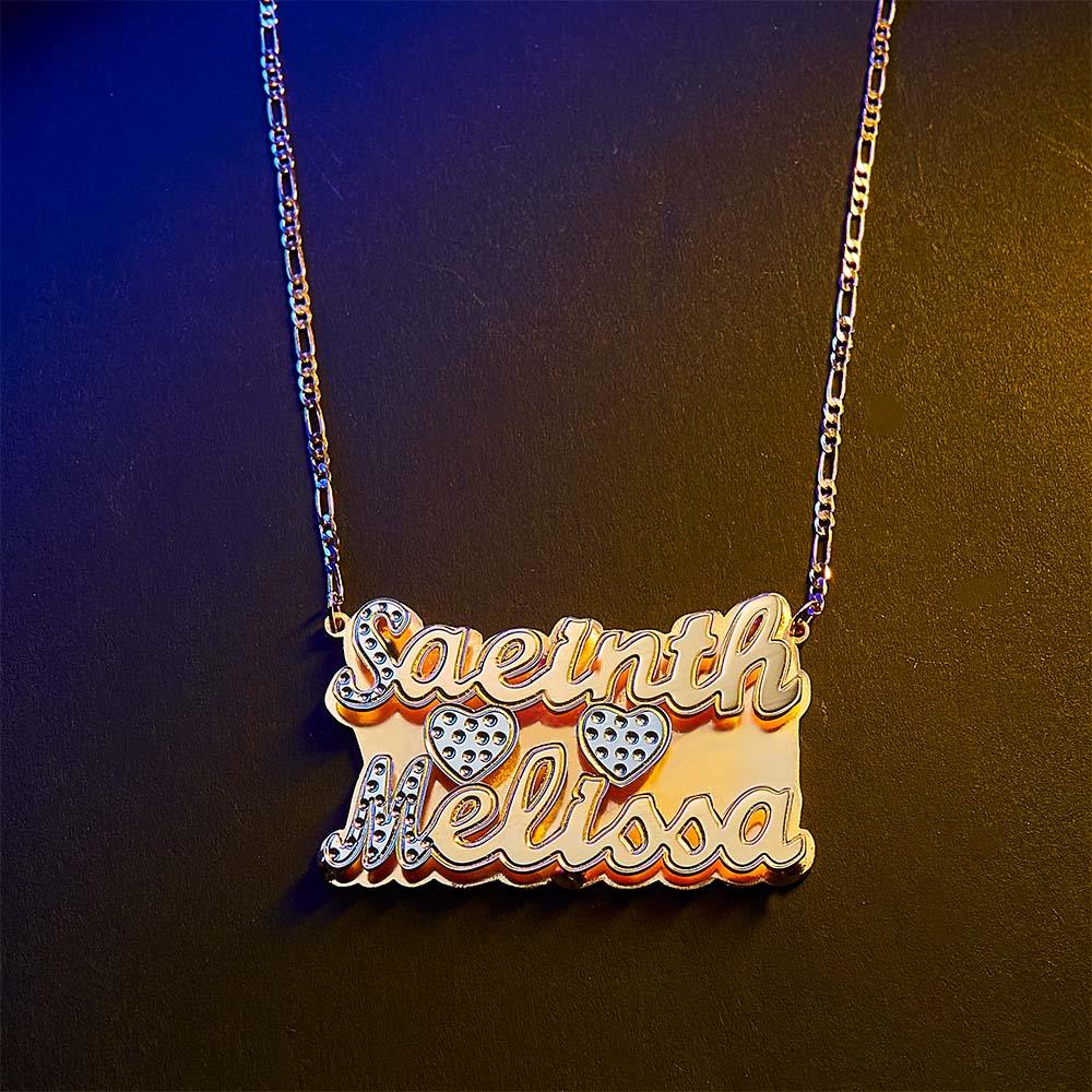 Personalized Two Lines Name Necklace Hip Hop Metal Jewelry Necklace Gifts for Men