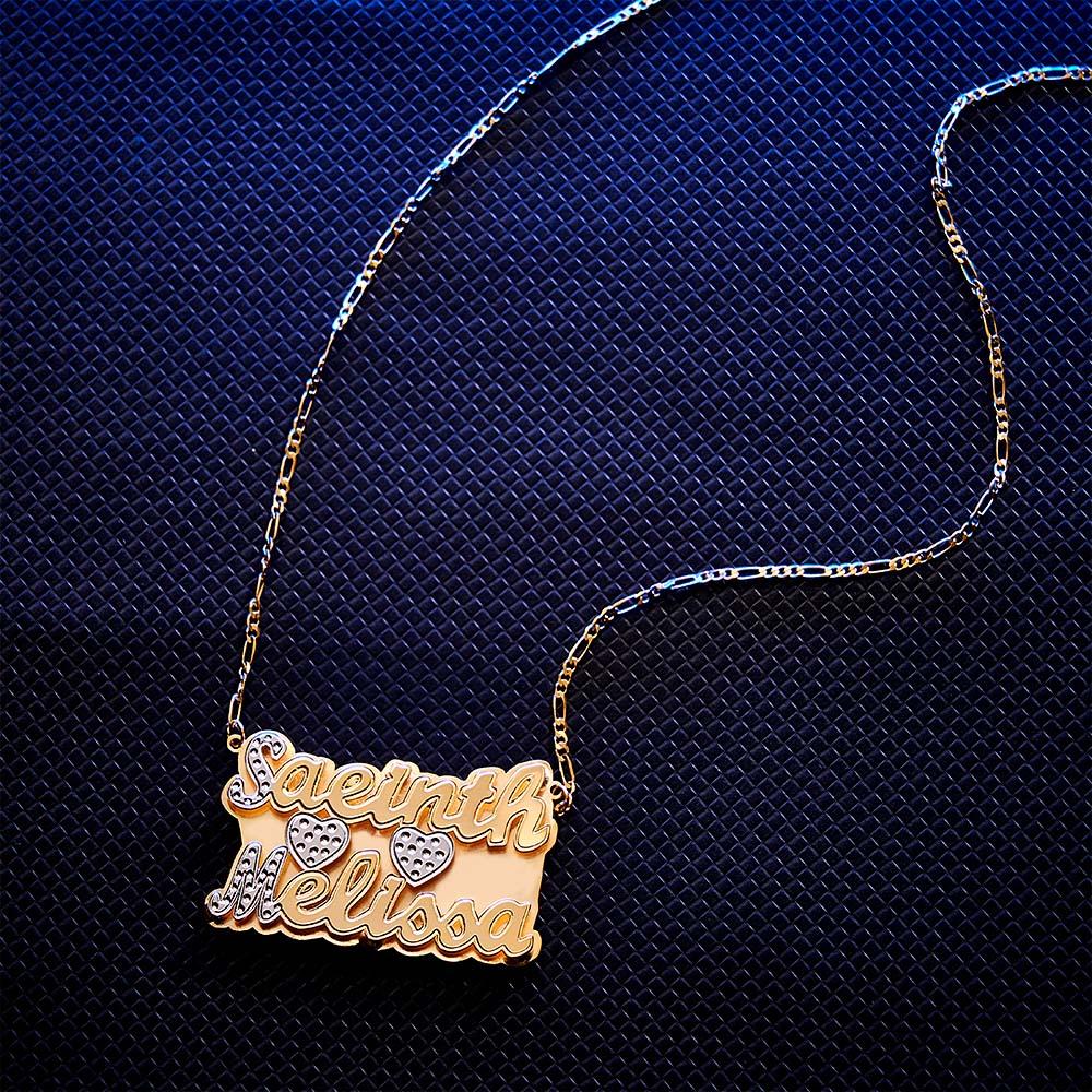 Personalized Two Lines Name Necklace Hip Hop Metal Jewelry Necklace Gifts for Men
