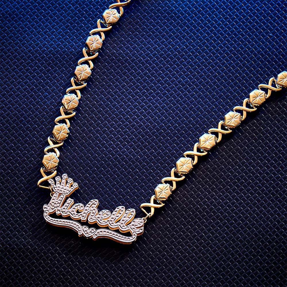 Personalized Hip Hop Name Necklace With Crown Bling Metal Necklace Gifts for Men