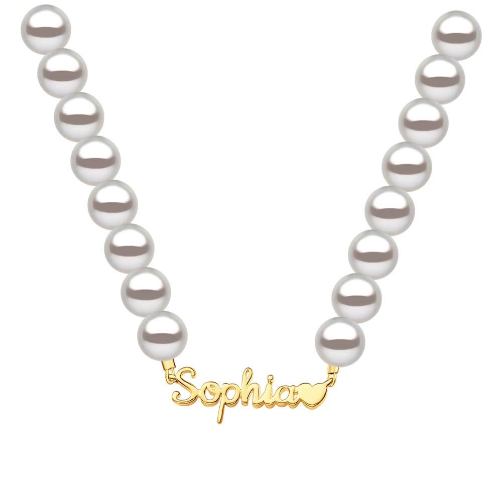 Custom Name Pearl Chain Necklace Heart Classic Gift for Her