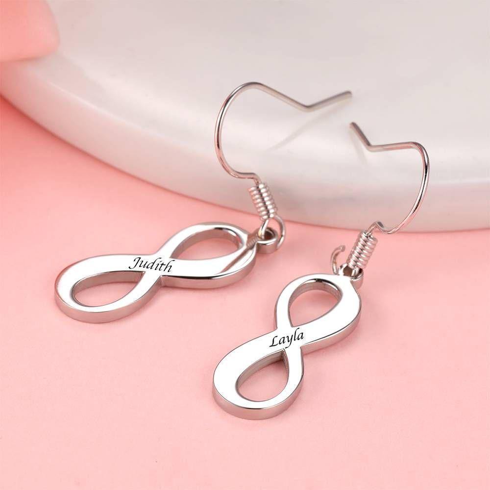 Custom Engraved Earrings Name Drop Earrings Rose Gold Plated