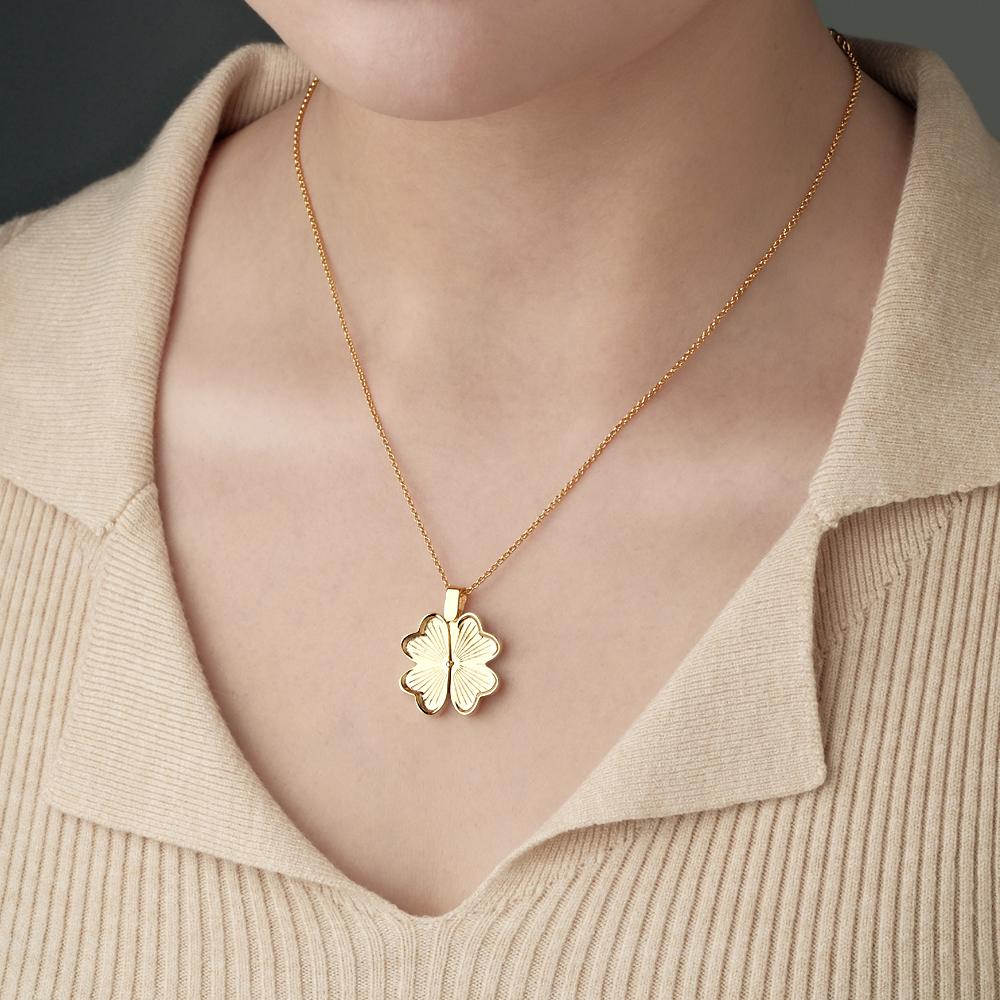 Custom Name Lucky Clover Necklace Personalized Engraved Necklace Gift for Her