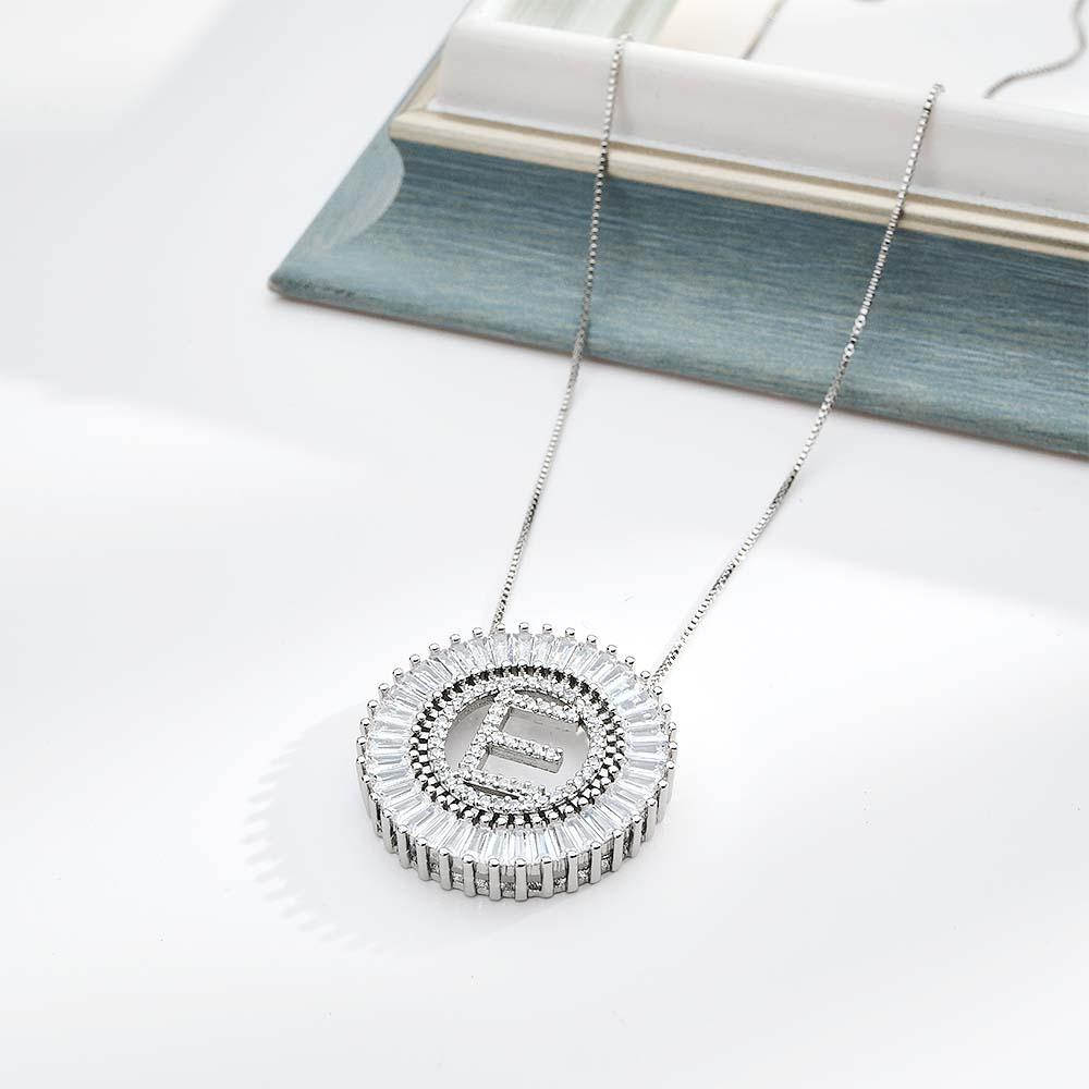 Custom Initial Letter Diamond Necklace Sunburst Hip Hop Necklace For Him
