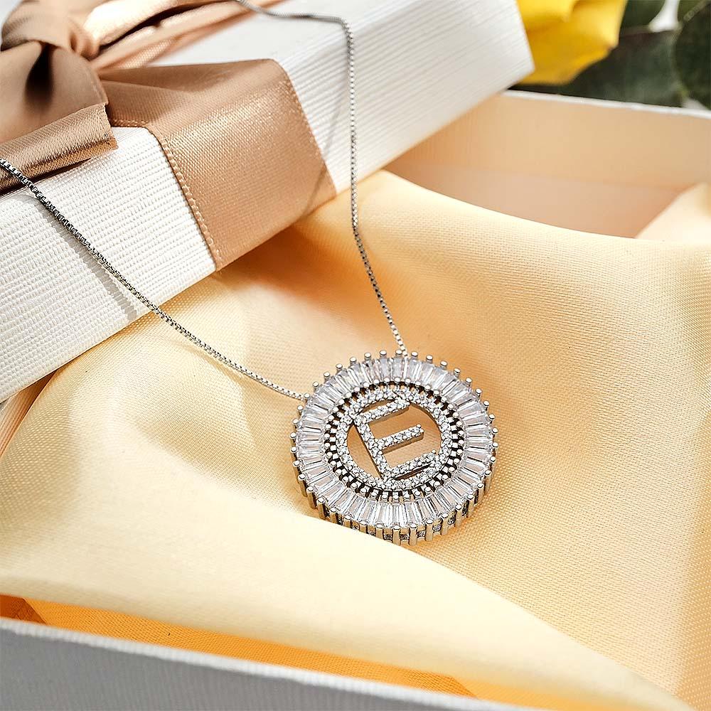 Custom Initial Letter Diamond Necklace Sunburst Hip Hop Necklace For Him