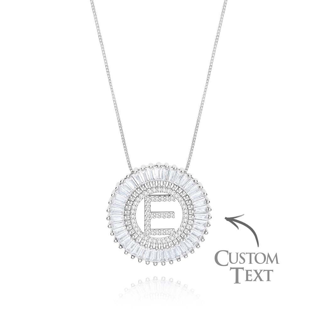 Custom Initial Letter Diamond Necklace Sunburst Hip Hop Necklace For Him