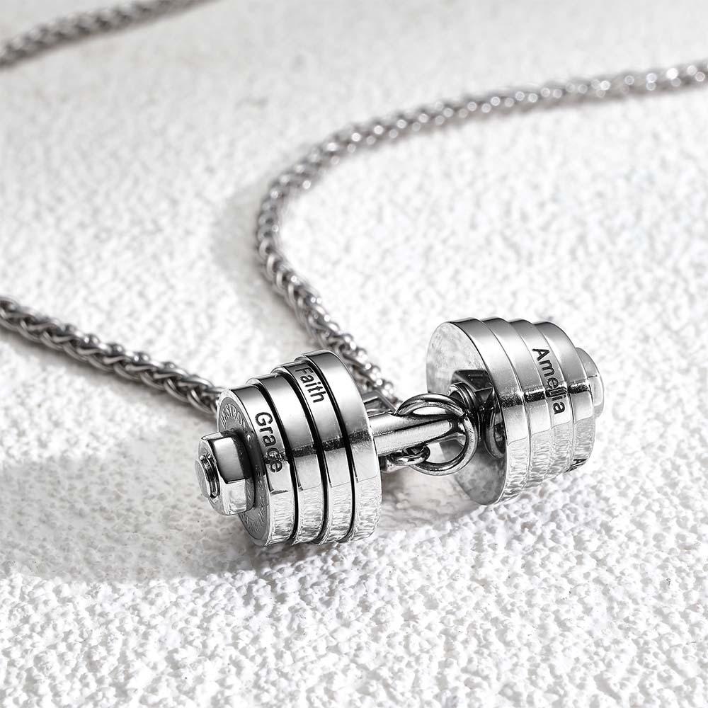 Personalized DAD Dumbbell Charm Necklace Fashionable Pendant Father's Day Gift