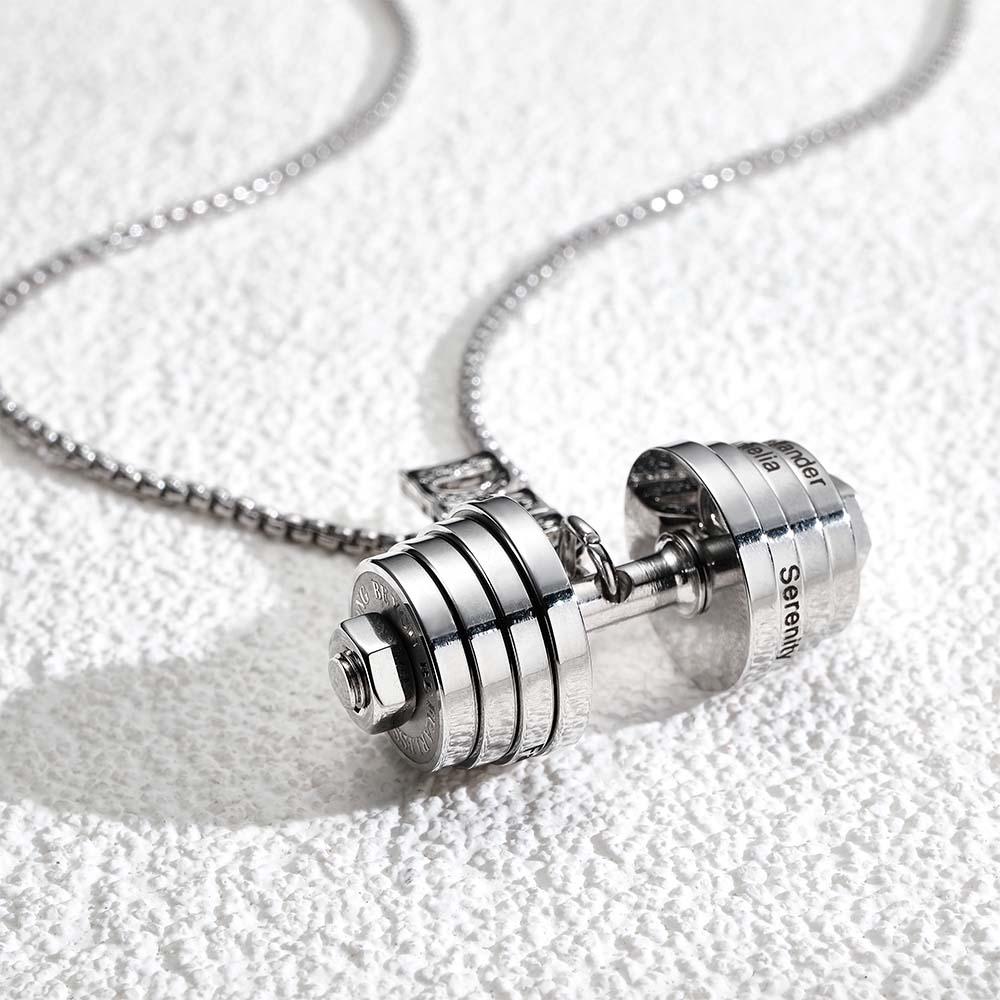 Personalized DAD Dumbbell Charm Necklace Fashionable Pendant Father's Day Gift