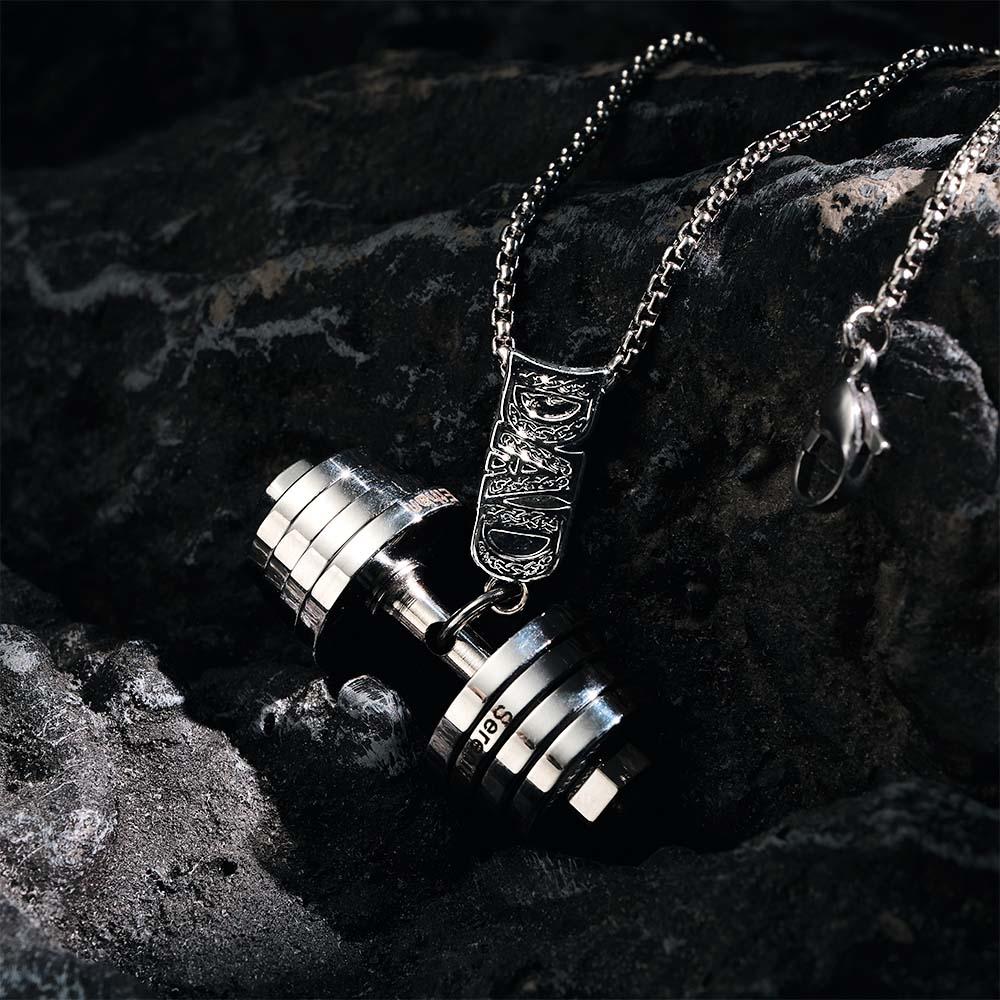 Personalized DAD Dumbbell Charm Necklace Fashionable Pendant Father's Day Gift