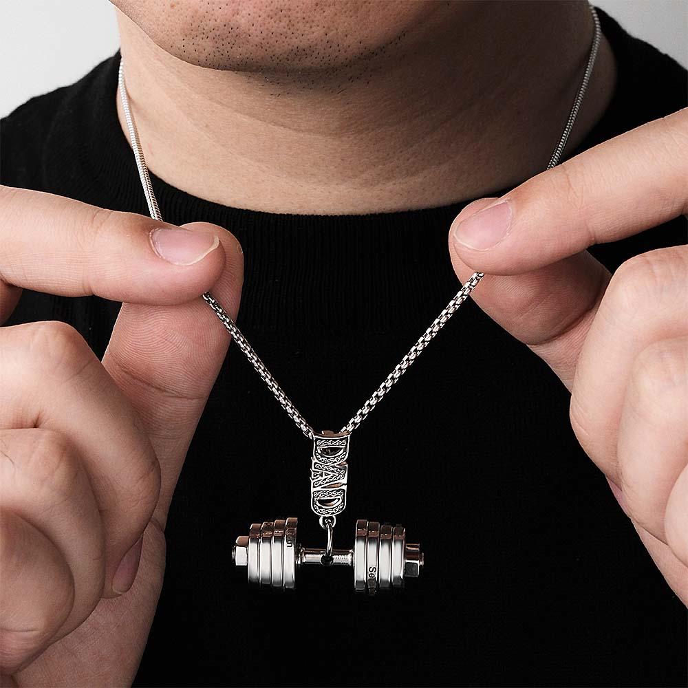 Personalized DAD Dumbbell Charm Necklace Fashionable Pendant Father's Day Gift