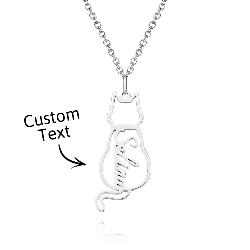 Custom Cat Necklace with Personalized Name Custom Pet Jewelry Cat Jewelry Gifts For Cat Lovers Memorials Gift