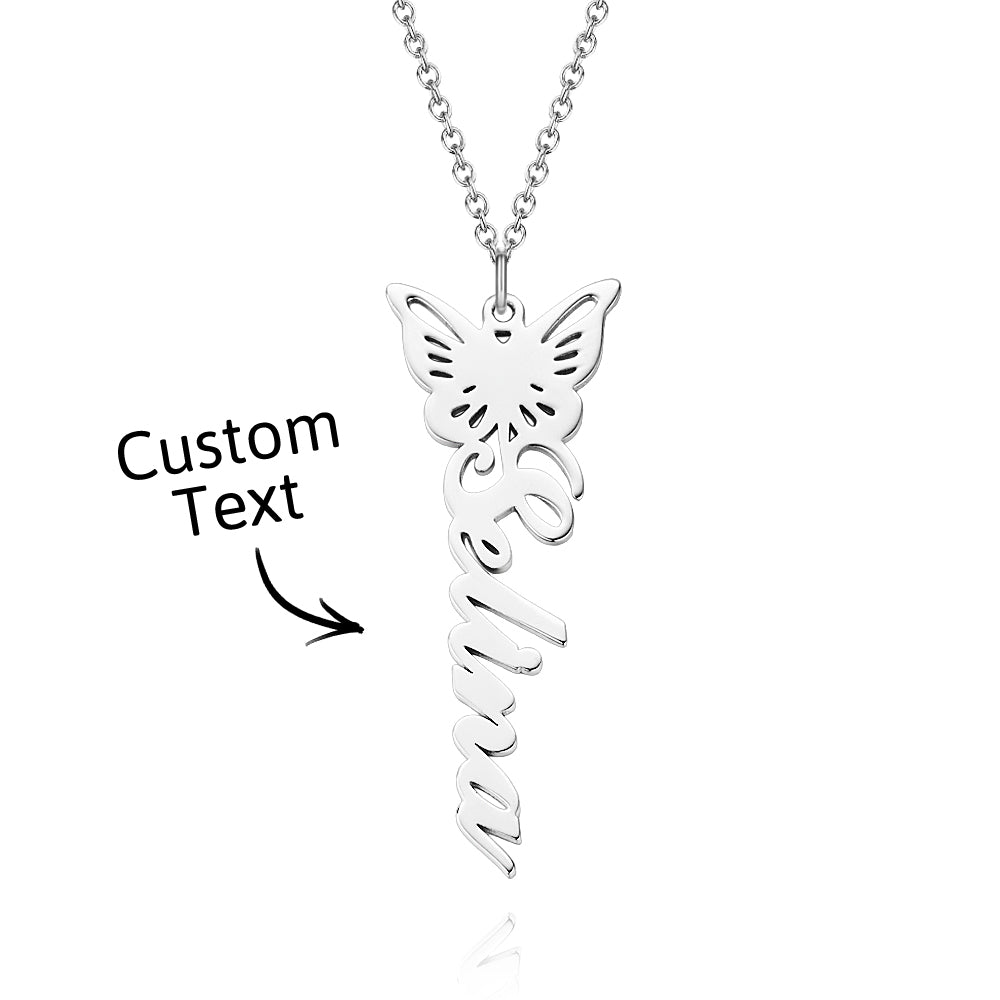 Custom Dainty Birth Butterfly Name Necklace Birthday Bridesmaid Gifts for Mom/Wife/Family/Best Friends
