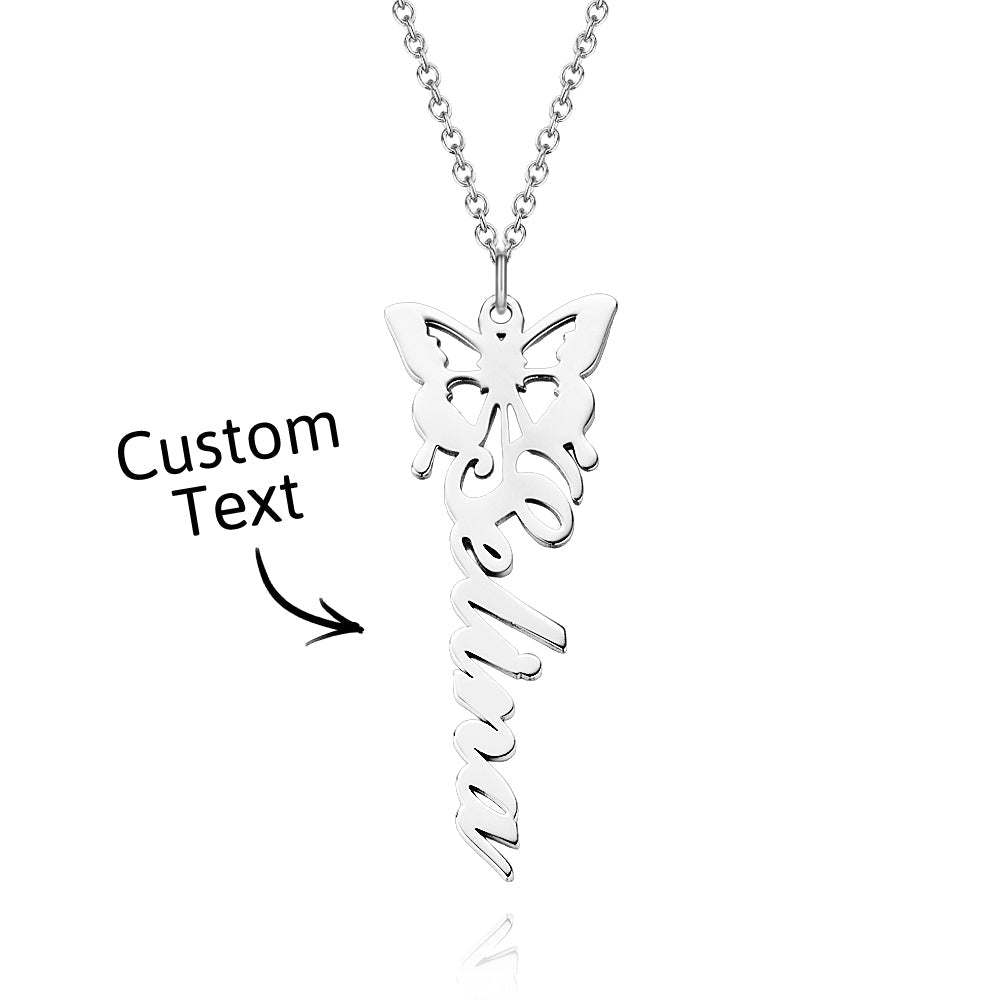 Custom Dainty Birth Butterfly Name Necklace Birthday Bridesmaid Gifts for Mom/Wife/Family/Best Friends