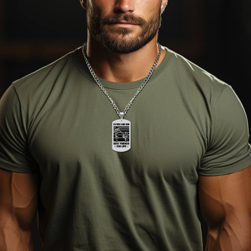Personalized TO MY DAD Men's Necklace I KNOW IT IS NOT EASY Dog Tag Necklace Jewelry Gift for Father