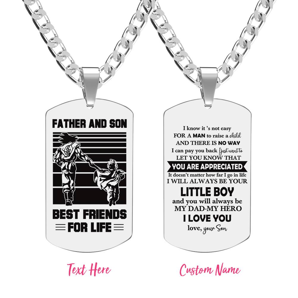Personalized TO MY DAD Men's Necklace I KNOW IT IS NOT EASY Dog Tag Necklace Jewelry Gift for Father