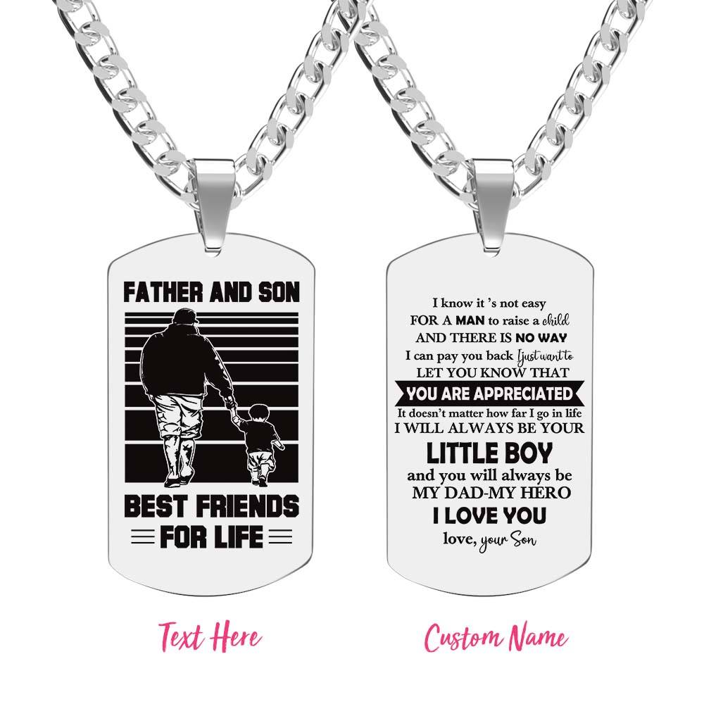 Personalized TO MY DAD Men's Necklace I KNOW IT IS NOT EASY Dog Tag Necklace Jewelry Gift for Father