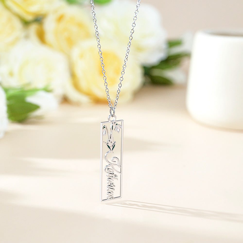Personalized Birth Flower Name Necklace Bride Bridesmaid Gift for Women