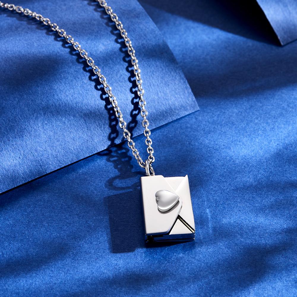 Custom Photo Necklace Engraved Text Jewelry and Key Chains Envelope Letter Secret Message Creative Gifts for Valentines' Day