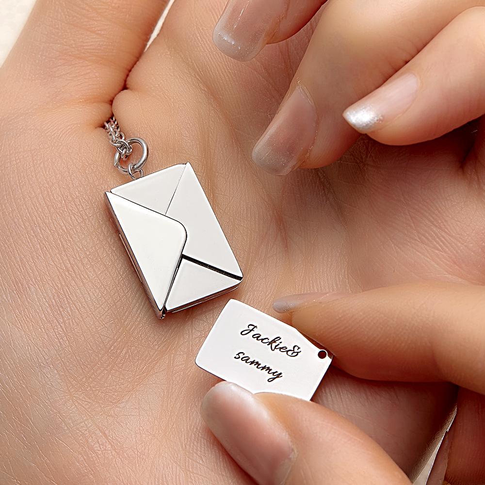 Custom Engraved Necklace Envelope Letter Secret Necklace Message Creative Gifts for Her
