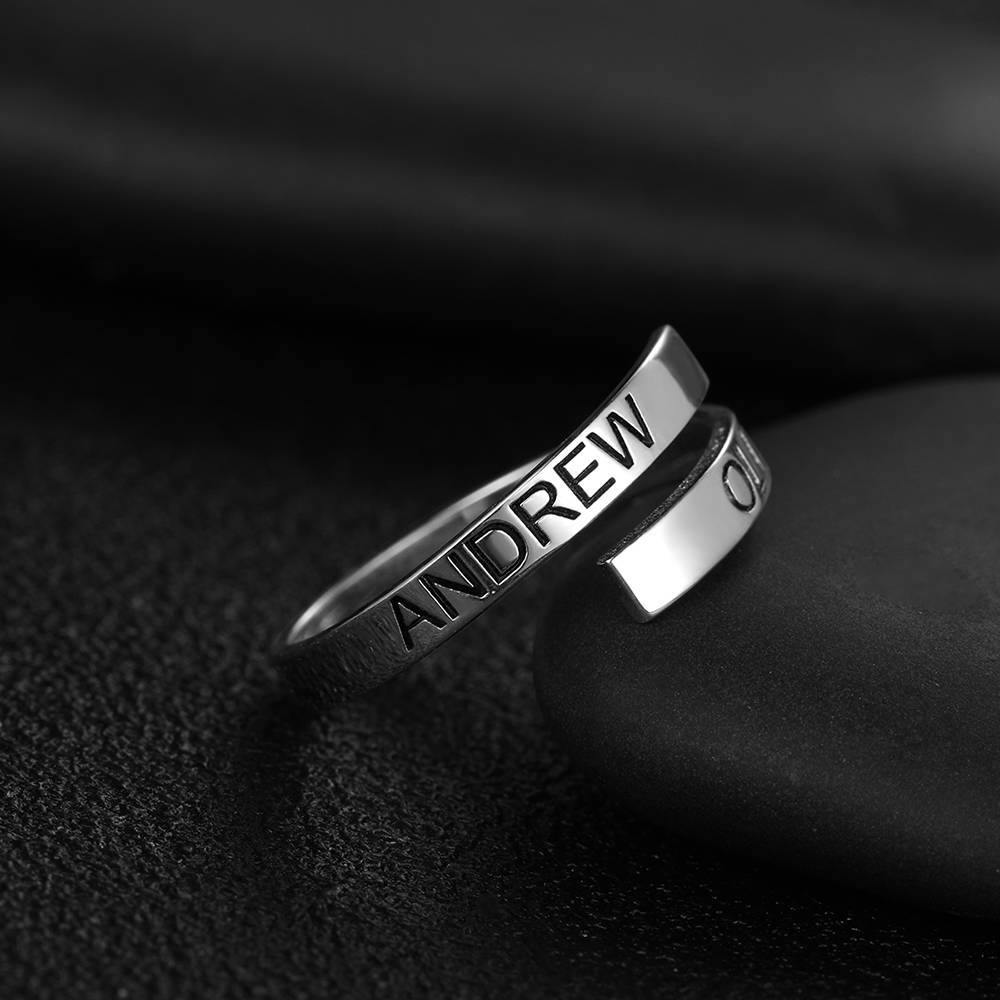 Custom Name Ring, Engraved Two Name Ring Plated Platinum Silver