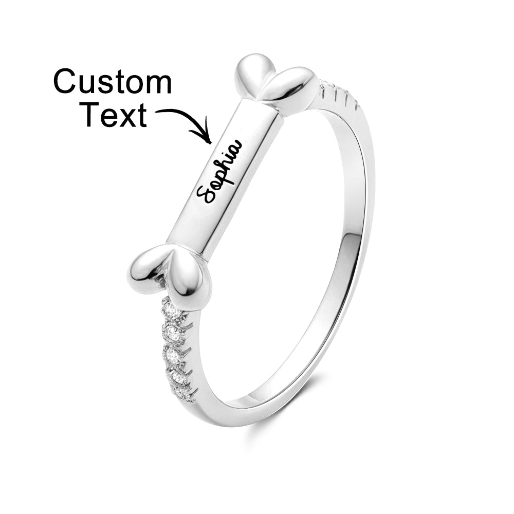 Personalized Cute Pet Ring with Engraved Name Birthday Gift for Cat Dog Pet Lover