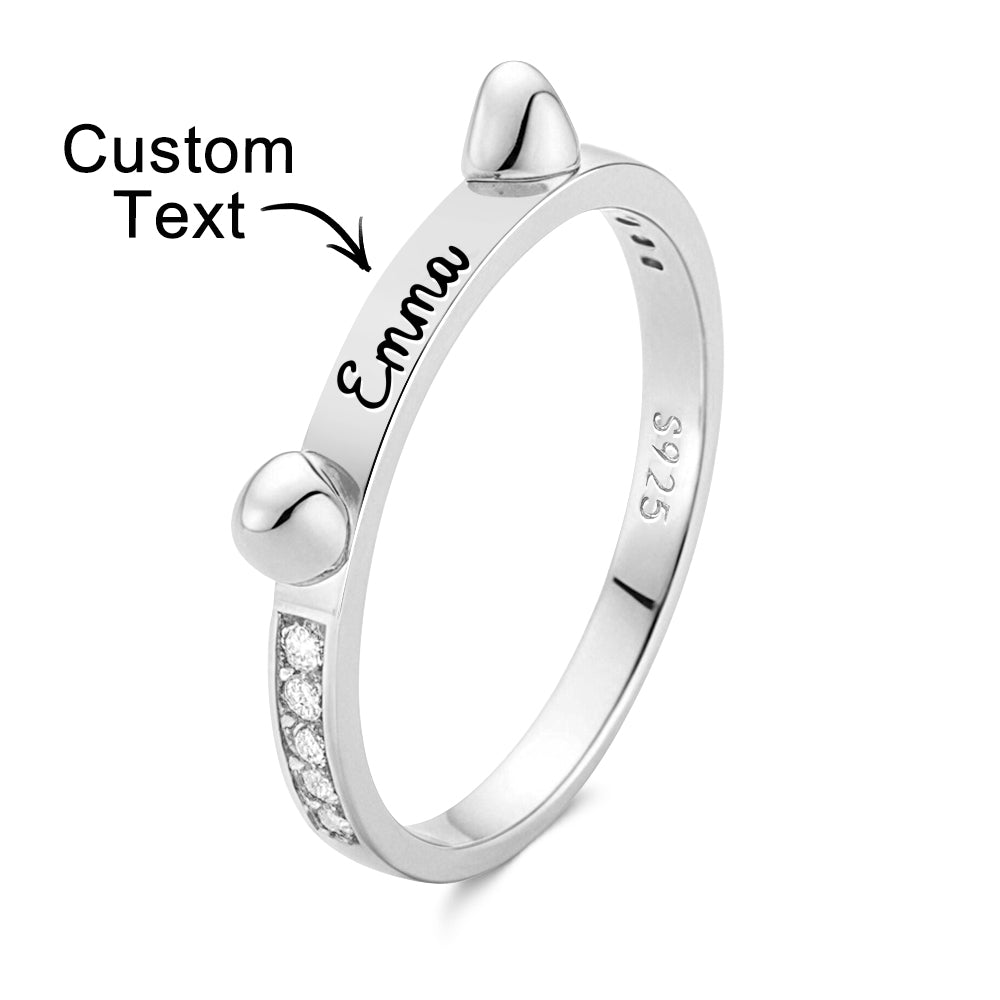 Personalized Cute Pet Ring with Engraved Name Birthday Gift for Cat Dog Pet Lover