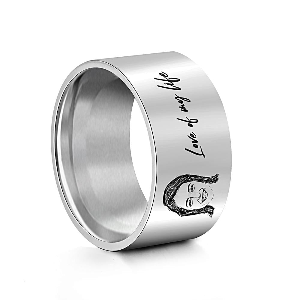 Custom Men's Ring Personalized Photo Ring With Engraved Girlfriend Perfect Gift For Boyfriend On Valentine's Day