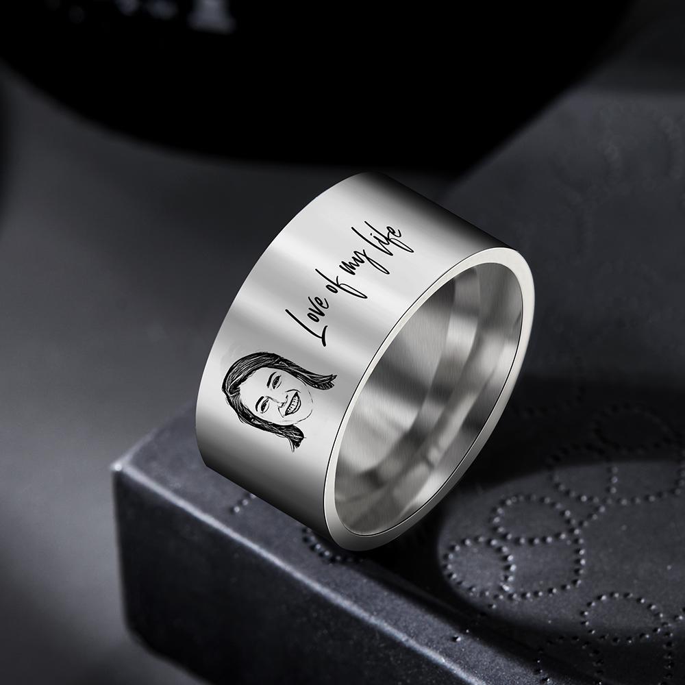 Custom Men's Ring Personalized Photo Ring With Engraved Girlfriend Perfect Gift For Boyfriend On Valentine's Day
