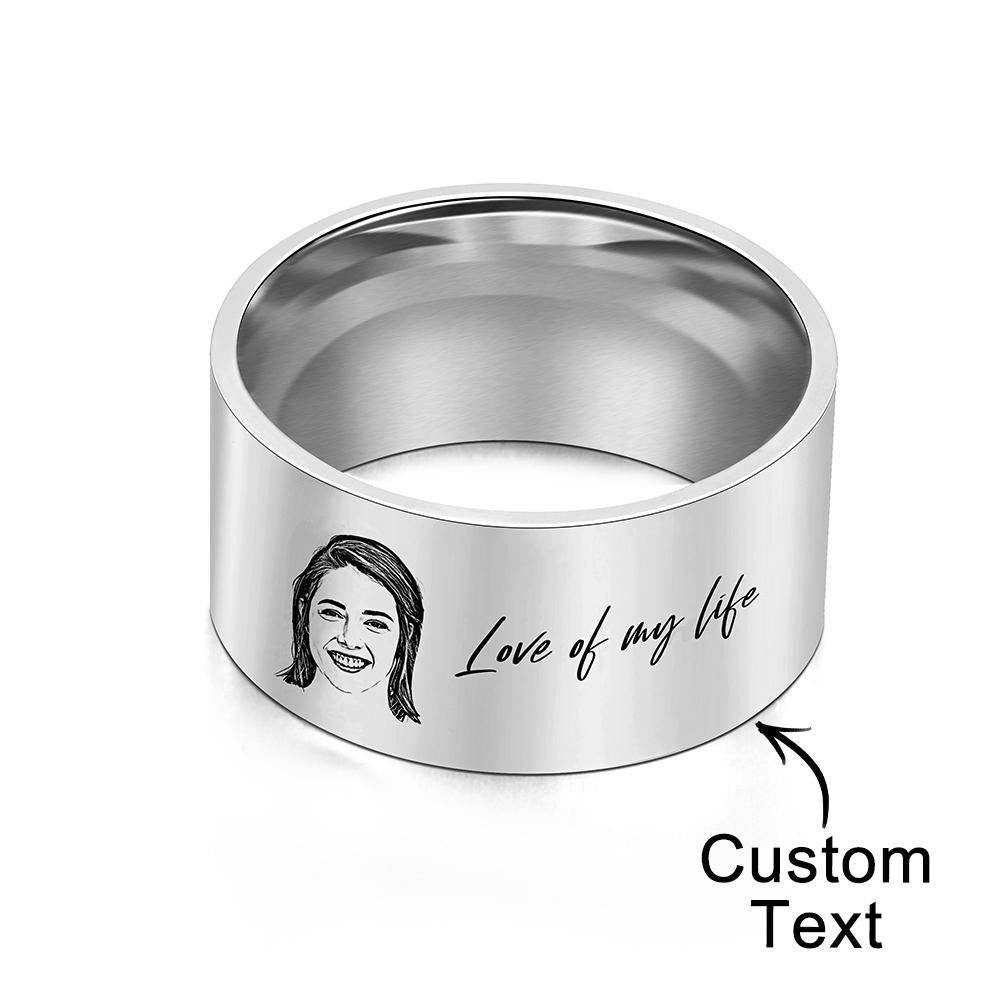 Custom Men's Ring Personalized Photo Ring With Engraved Girlfriend Perfect Gift For Boyfriend On Valentine's Day