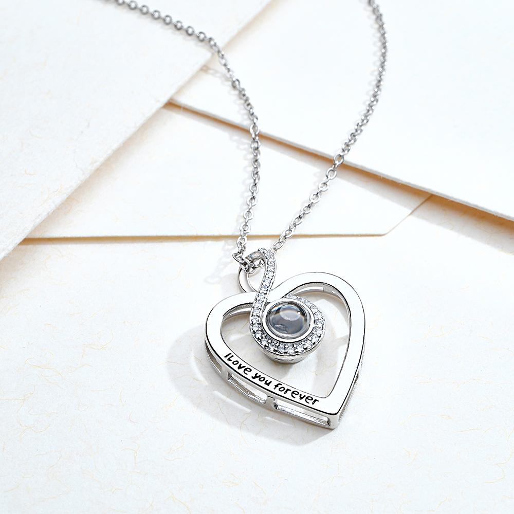 Custom Projection Engraved Necklace Infinite Love Gift for Her