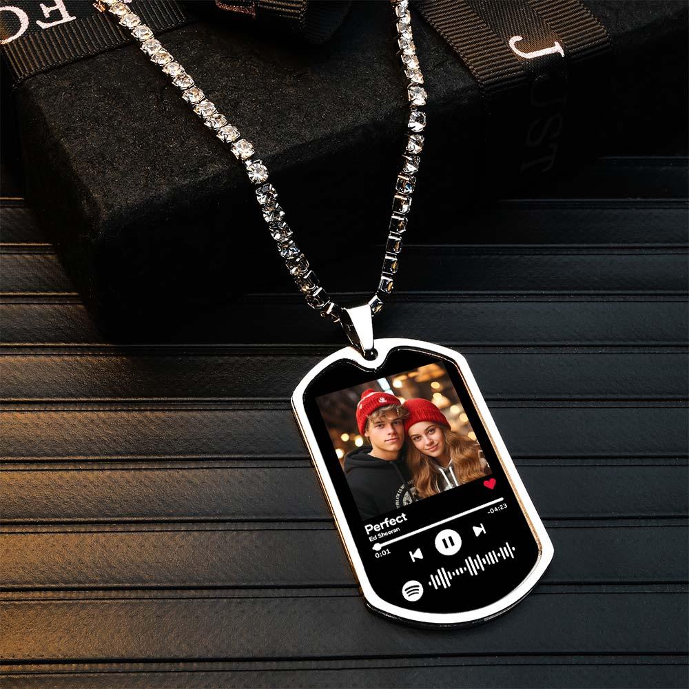 Scannable Custom Spotify Code Necklace Tennis Chain Memorial Gifts for Him