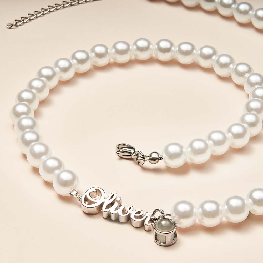 Custom Name Necklace Projection Classic Pearl Chain Gift for Her