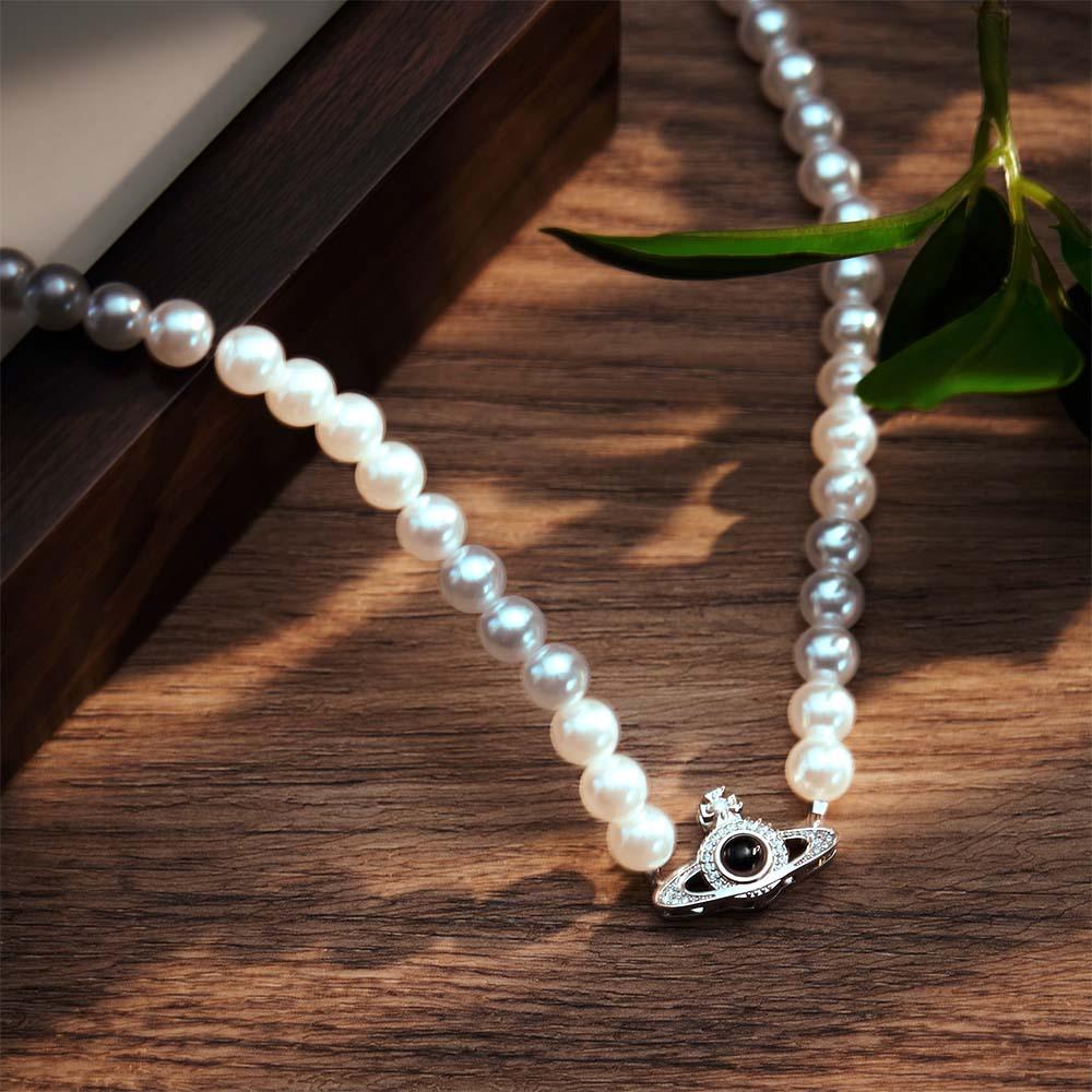 Custom Projection Necklace Planet Pearl Chain Fashion Gift